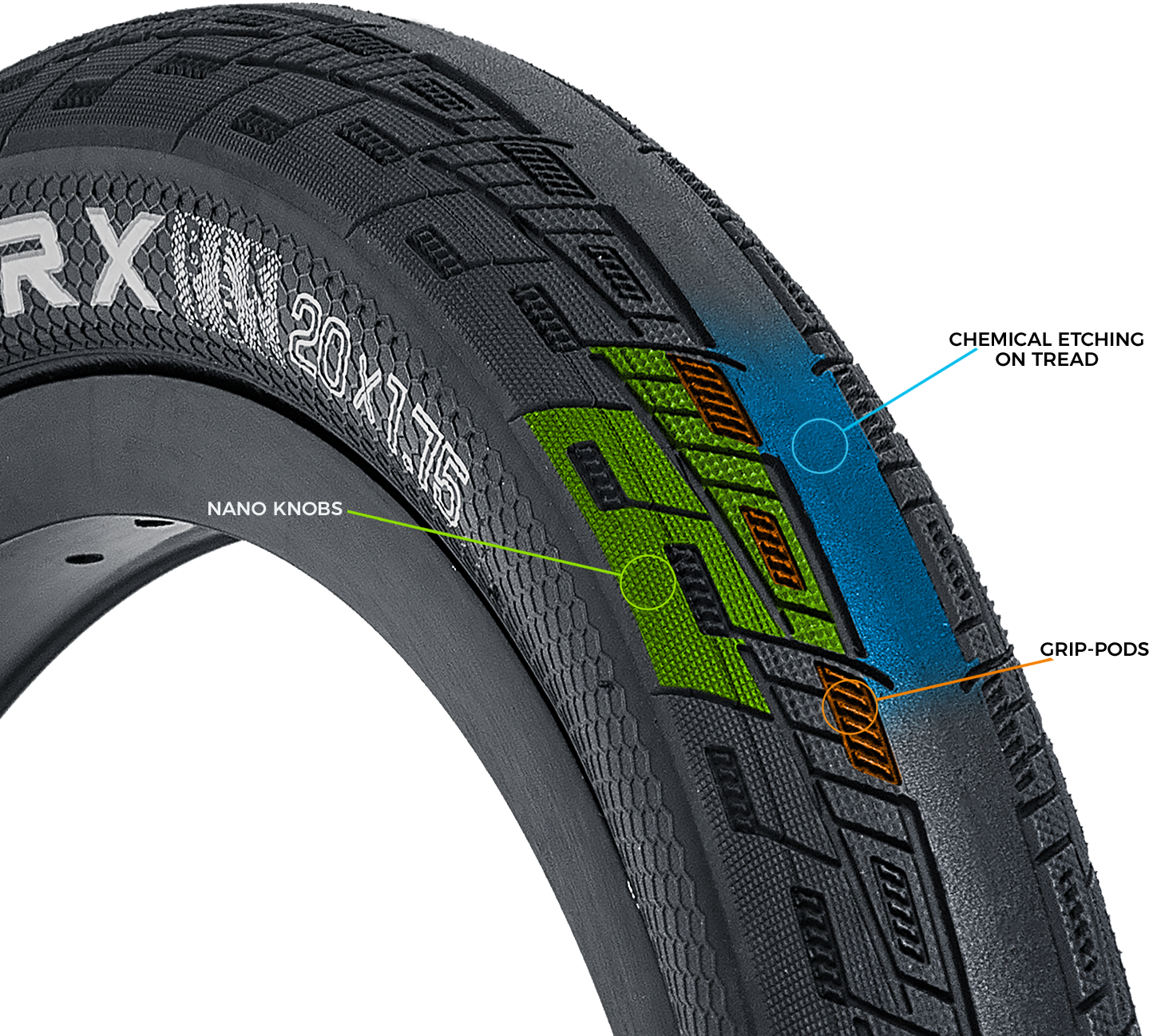 Tioga FastR React BLK LBL Cylex AvntGuard BMX Folding Tire Black Wall 20 x 1.60 